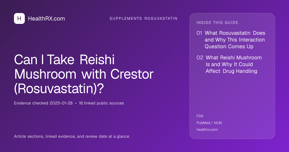 Evidence overview for supplements rosuvastatin: Can I Take Reishi Mushroom with Crestor (Rosuvastatin)?