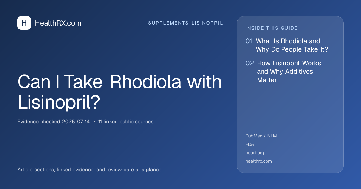 Evidence overview for supplements lisinopril: Can I Take Rhodiola with Lisinopril?