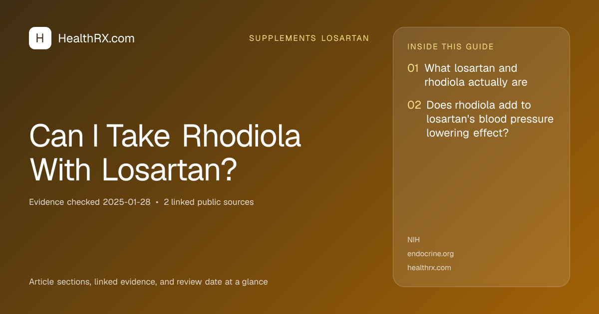 Evidence overview for supplements losartan: Can I Take Rhodiola With Losartan?