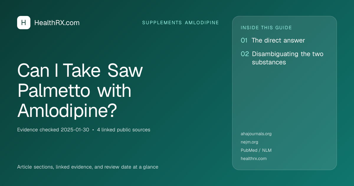 Evidence overview for supplements amlodipine: Can I Take Saw Palmetto with Amlodipine?