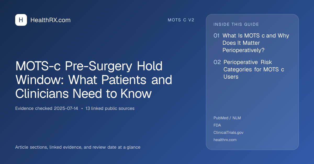 Evidence overview for MOTS-c Pre-Surgery Hold Window: What Patients and Clinicians Need to Know