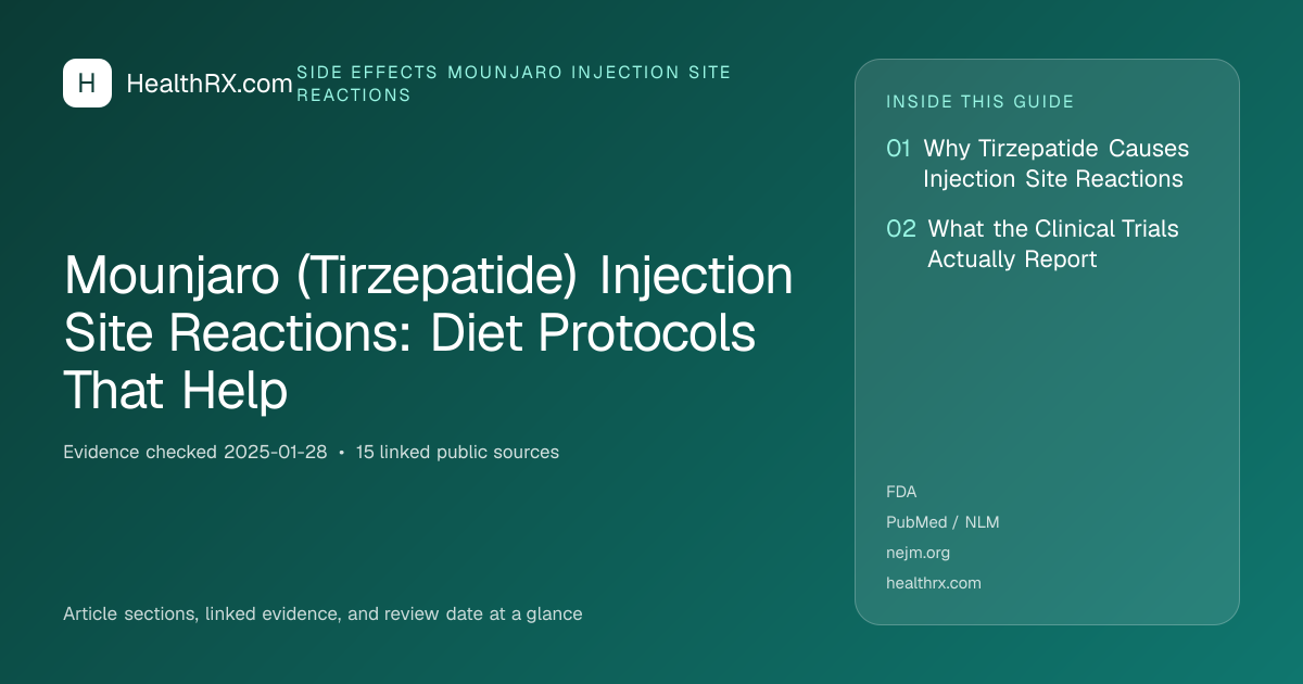 Evidence overview for Mounjaro (Tirzepatide) Injection Site Reactions: Diet Protocols That Help
