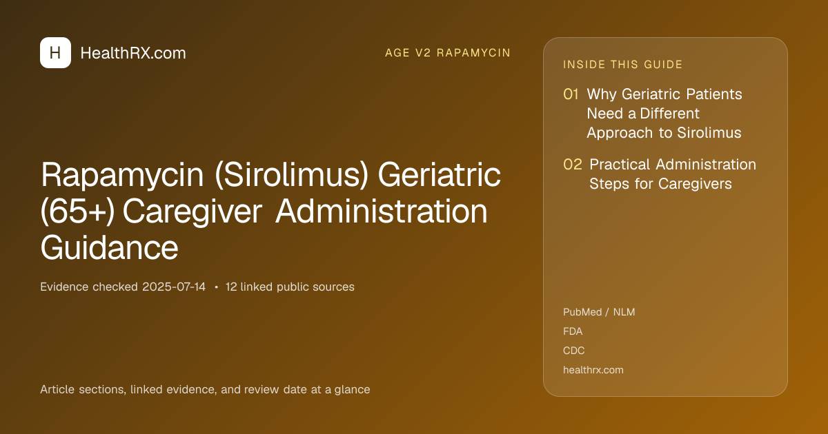 Evidence overview for Rapamycin (Sirolimus) Geriatric (65+) Caregiver Administration Guidance