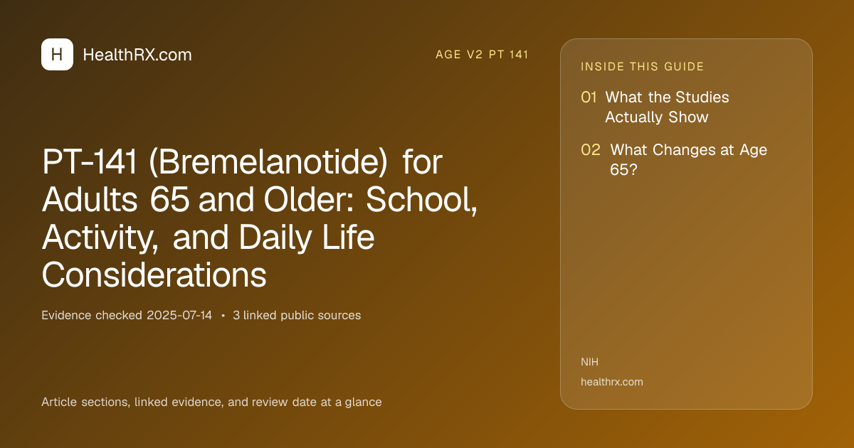 Evidence overview for age v2 pt 141: PT-141 (Bremelanotide) for Adults 65 and Older: School, Activity, and Daily Life Considerations