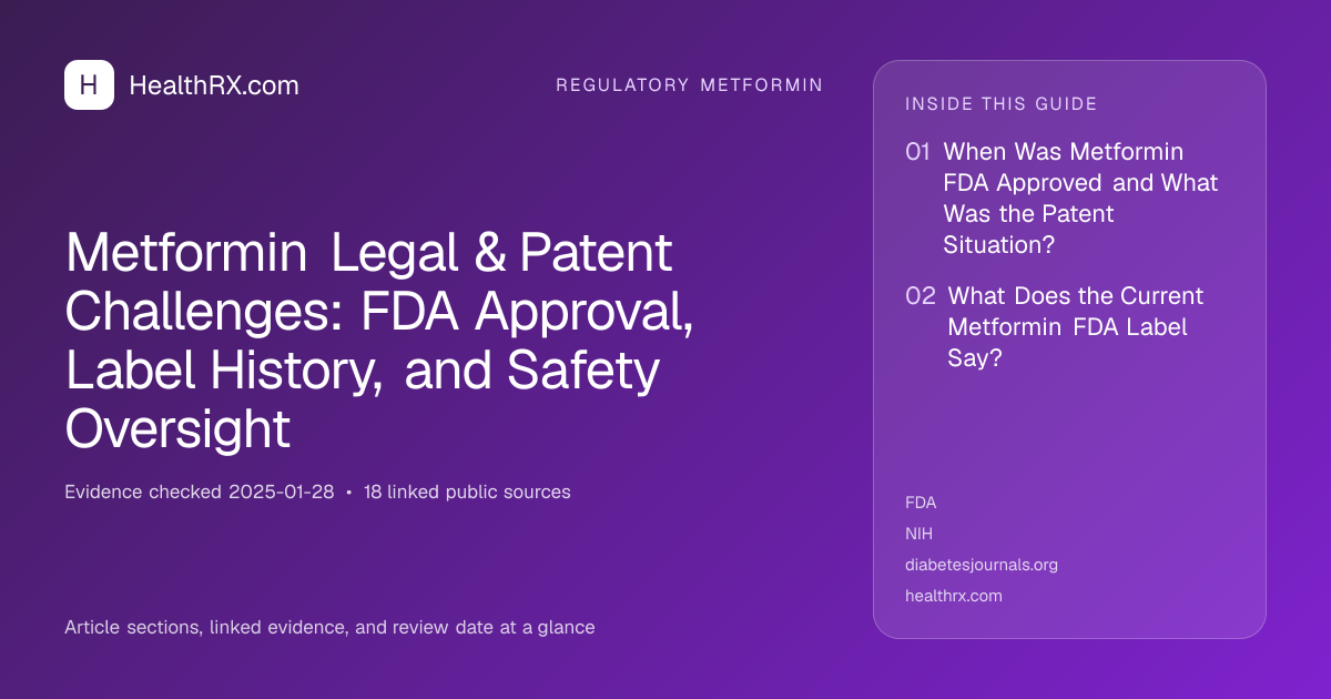 Evidence overview for Metformin Legal & Patent Challenges: FDA Approval, Label History, and Safety Oversight
