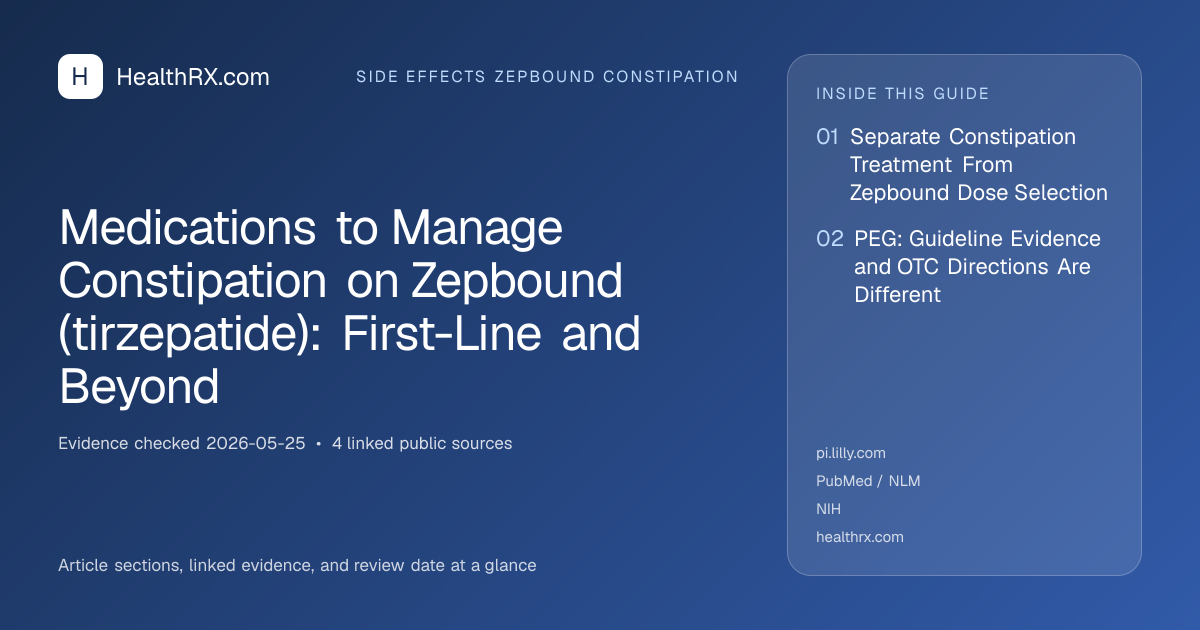 Evidence overview for Medications to Manage Constipation on Zepbound (tirzepatide): First-Line and Beyond