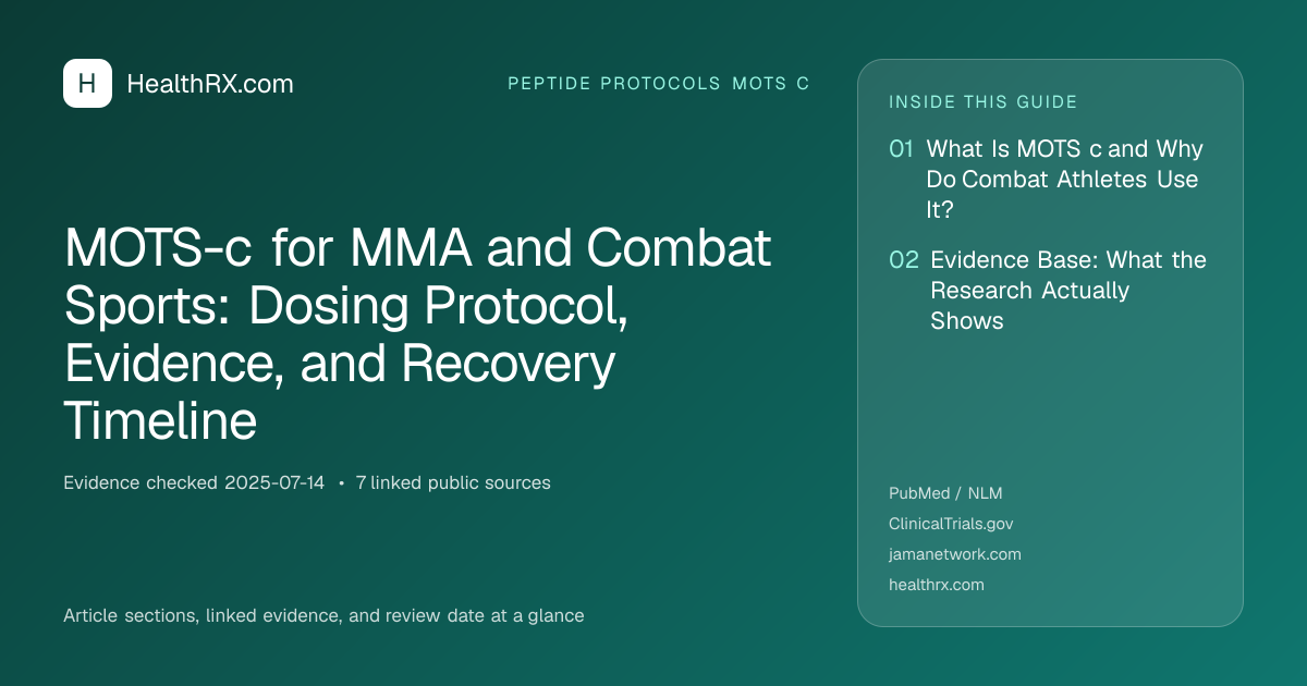Evidence overview for MOTS-c for MMA and Combat Sports: Dosing Protocol, Evidence, and Recovery Timeline