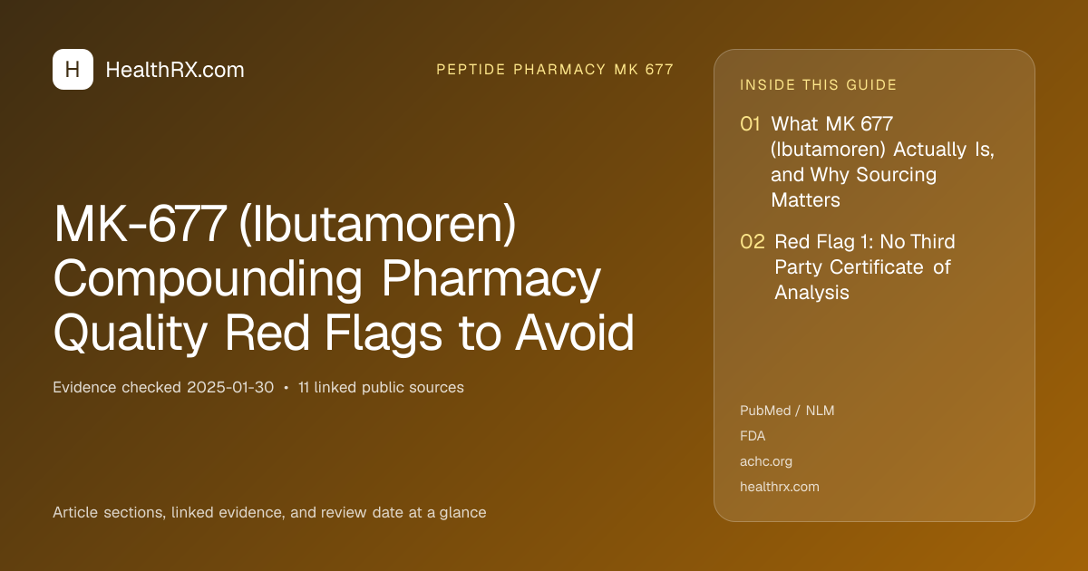Evidence overview for MK-677 (Ibutamoren) Compounding Pharmacy Quality Red Flags to Avoid