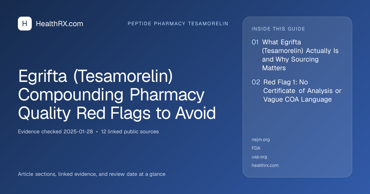 Evidence overview for Egrifta (Tesamorelin) Compounding Pharmacy Quality Red Flags to Avoid
