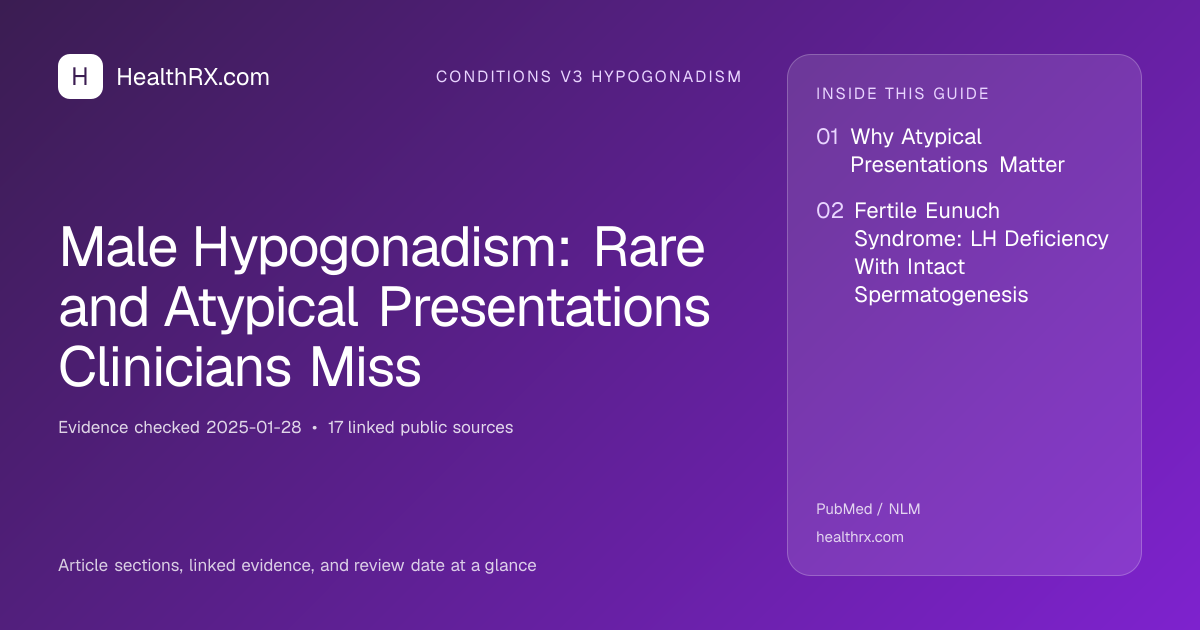 Evidence overview for conditions v3 hypogonadism: Male Hypogonadism: Rare and Atypical Presentations Clinicians Miss