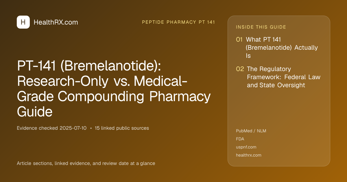 Evidence overview for PT-141 (Bremelanotide): Research-Only vs. Medical-Grade Compounding Pharmacy Guide