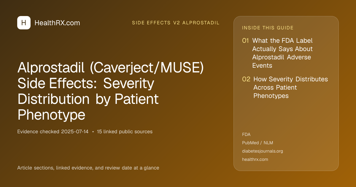 Evidence overview for Alprostadil (Caverject/MUSE) Side Effects: Severity Distribution by Patient Phenotype