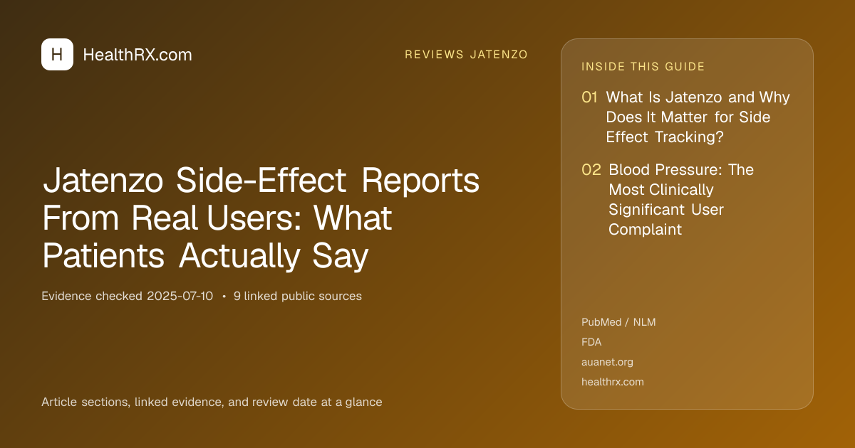 Evidence overview for Jatenzo Side-Effect Reports From Real Users: What Patients Actually Say