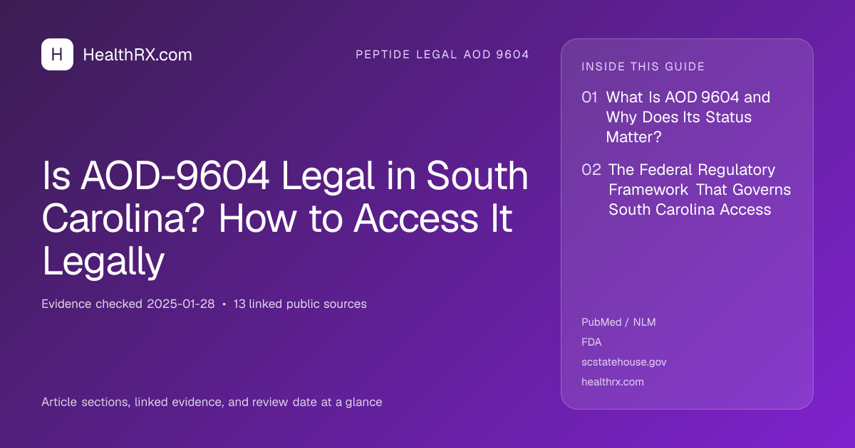 Evidence overview for Is AOD-9604 Legal in South Carolina? How to Access It Legally