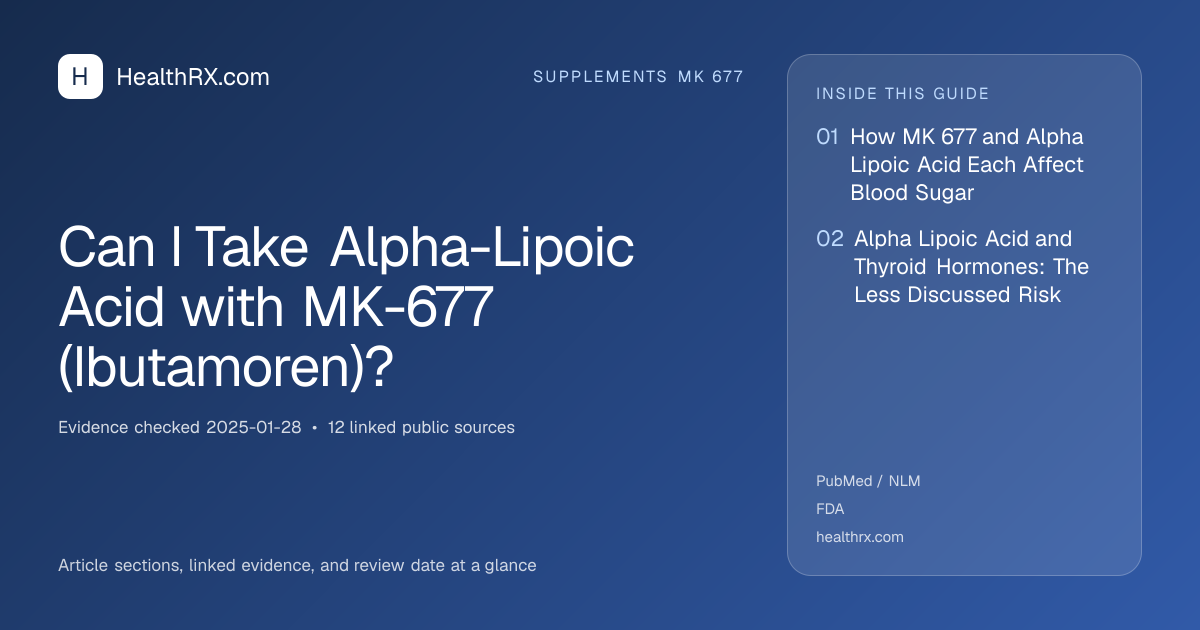Evidence overview for supplements mk 677: Can I Take Alpha-Lipoic Acid with MK-677 (Ibutamoren)?