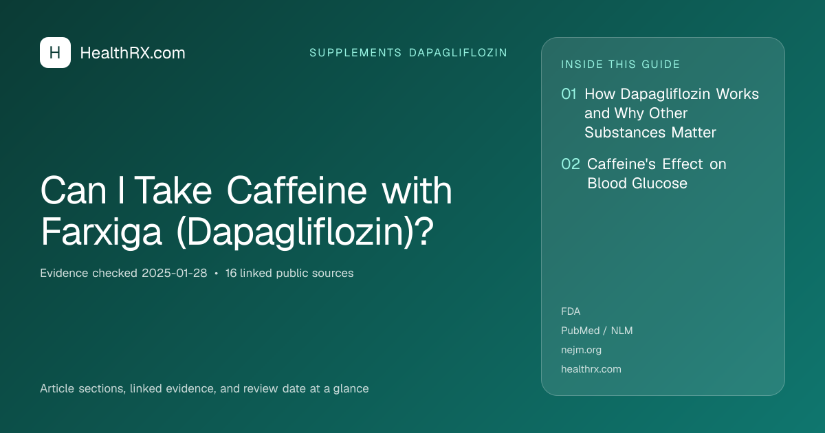 Evidence overview for supplements dapagliflozin: Can I Take Caffeine with Farxiga (Dapagliflozin)?