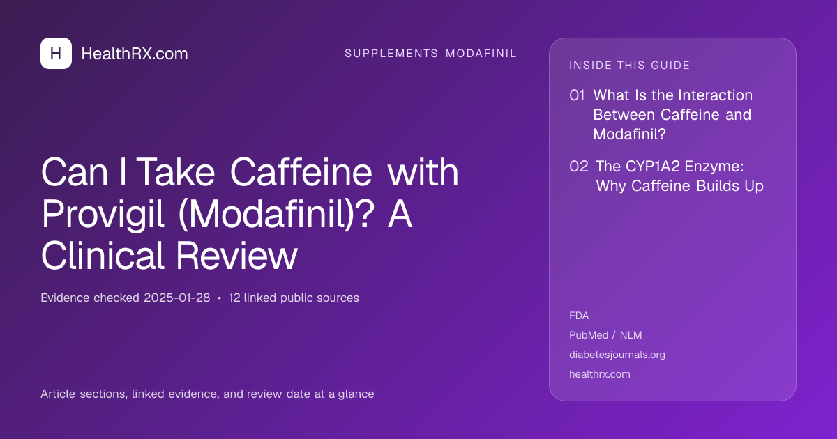Evidence overview for supplements modafinil: Can I Take Caffeine with Provigil (Modafinil)? A Clinical Review