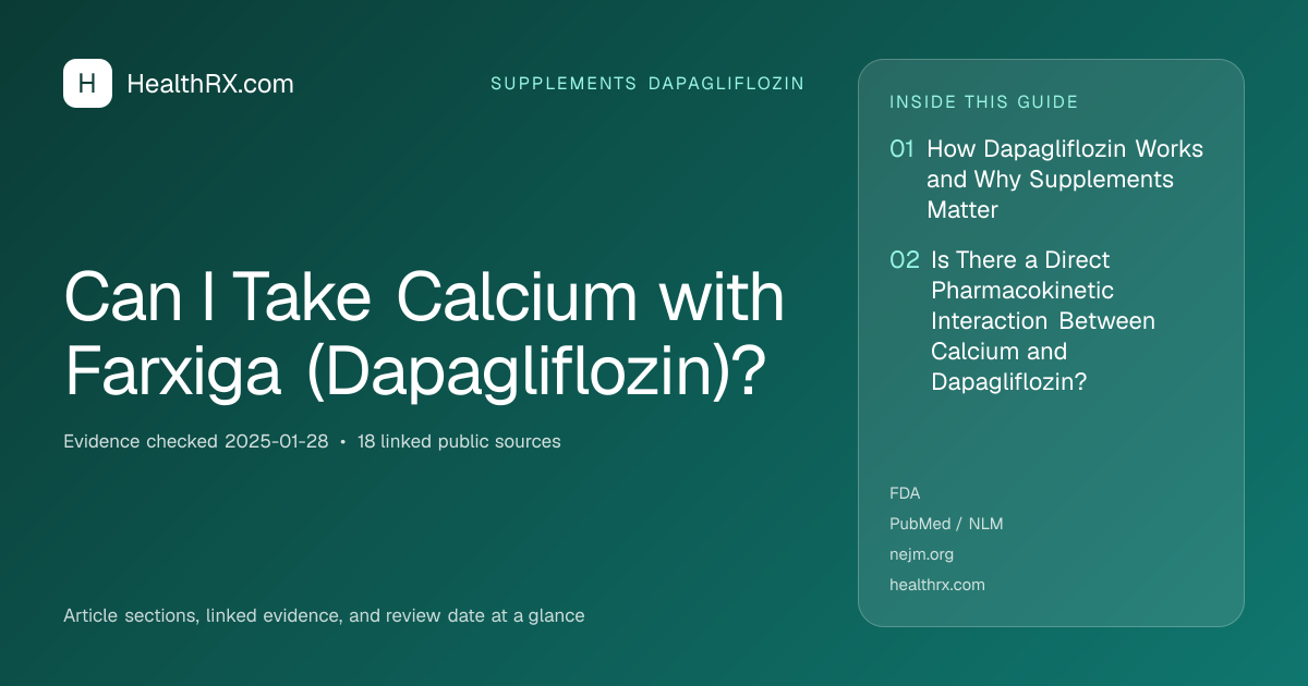 Evidence overview for supplements dapagliflozin: Can I Take Calcium with Farxiga (Dapagliflozin)?