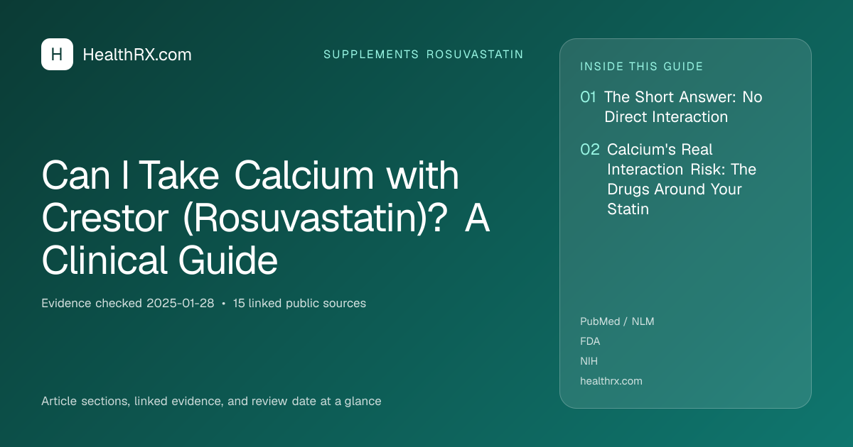 Evidence overview for supplements rosuvastatin: Can I Take Calcium with Crestor (Rosuvastatin)? A Clinical Guide