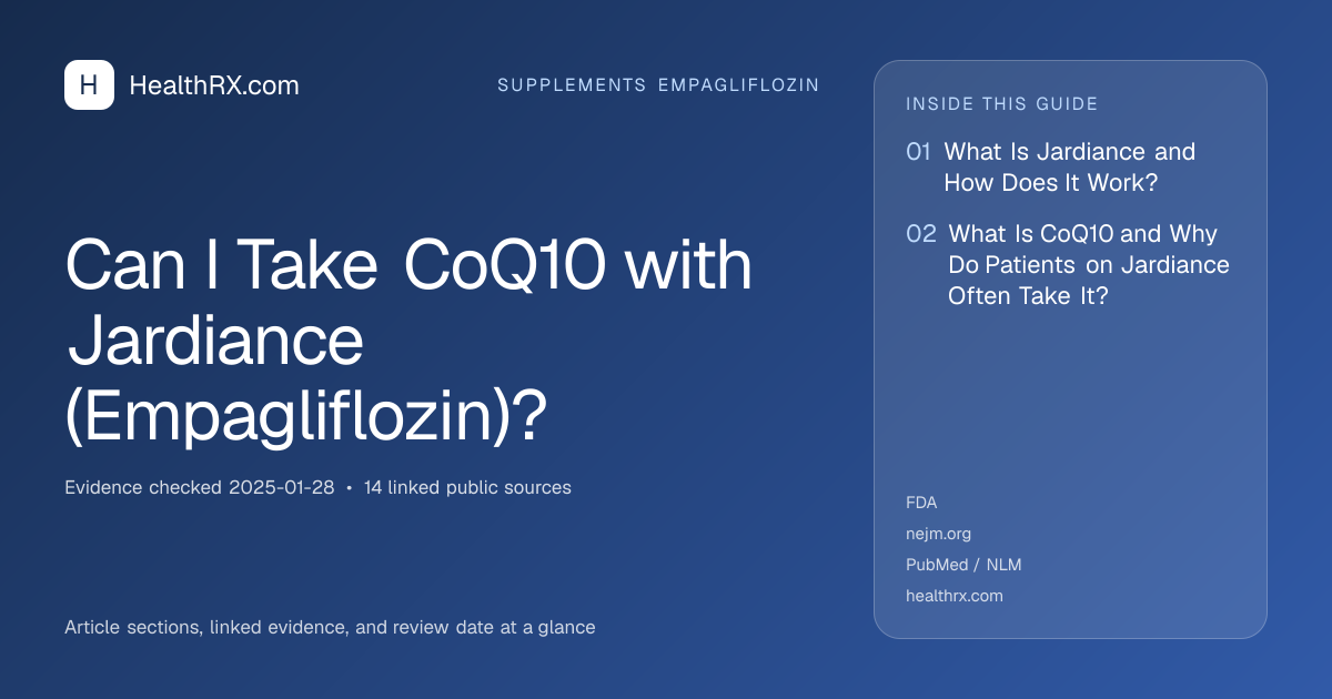 Evidence overview for supplements empagliflozin: Can I Take CoQ10 with Jardiance (Empagliflozin)?