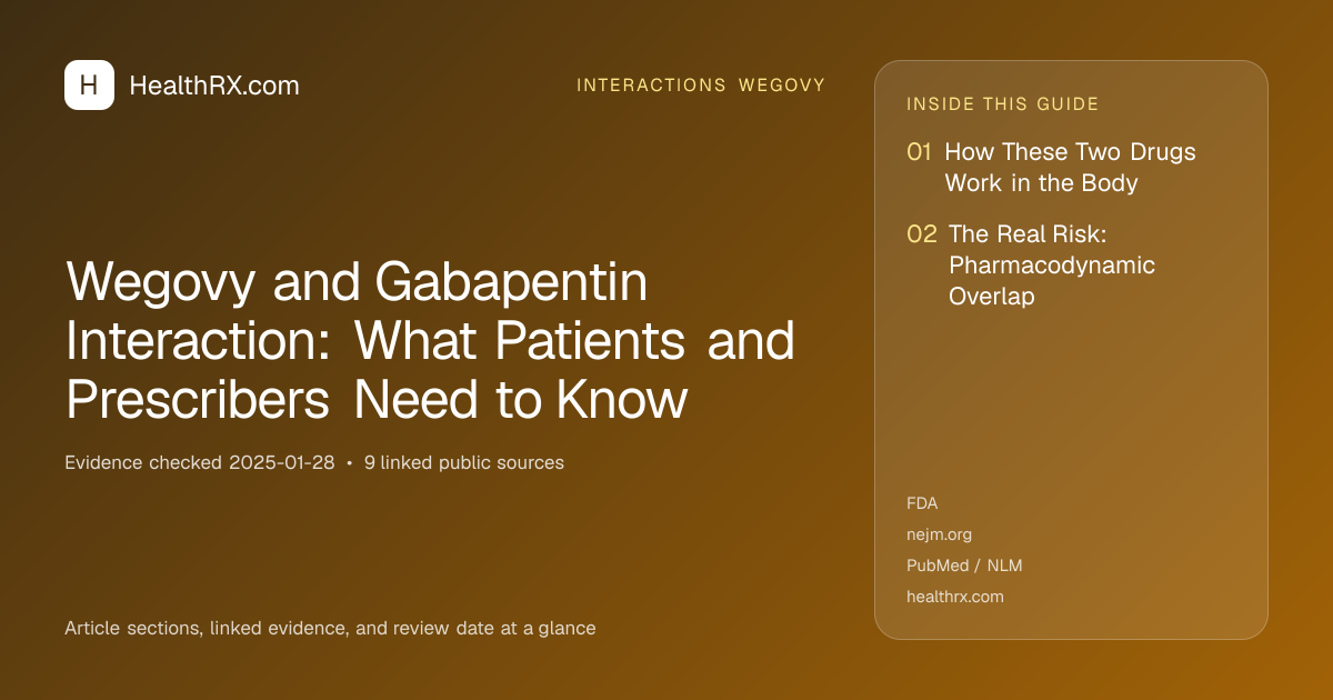 Evidence overview for Wegovy and Gabapentin Interaction: What Patients and Prescribers Need to Know