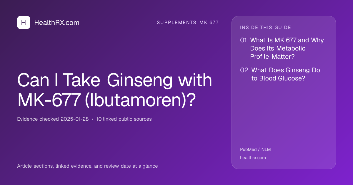 Evidence overview for supplements mk 677: Can I Take Ginseng with MK-677 (Ibutamoren)?