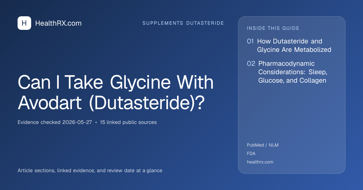 Evidence overview for supplements dutasteride: Can I Take Glycine With Avodart (Dutasteride)?