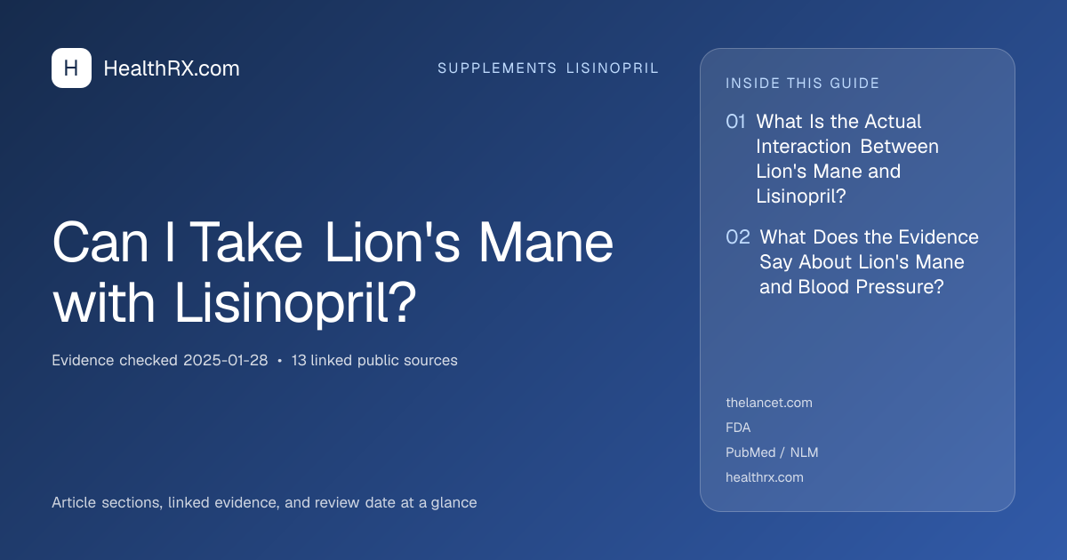 Evidence overview for supplements lisinopril: Can I Take Lion's Mane with Lisinopril?