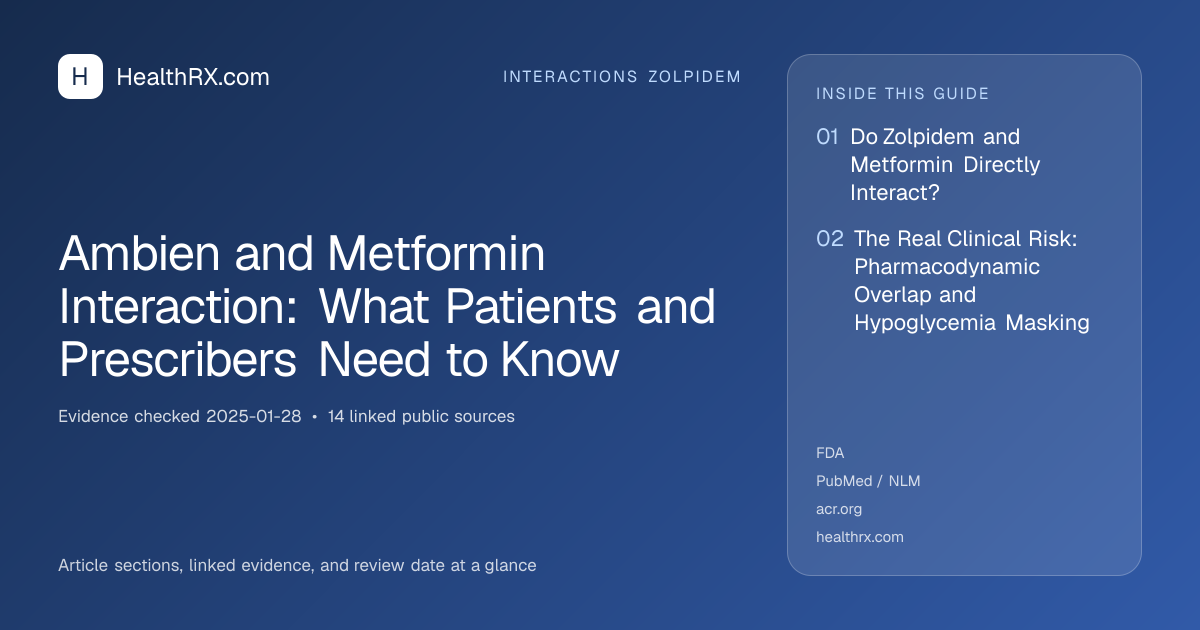 Evidence overview for interactions zolpidem: Ambien and Metformin Interaction: What Patients and Prescribers Need to Know