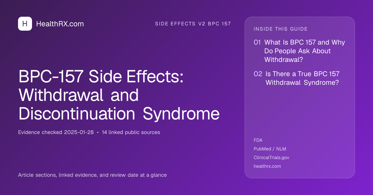 Evidence overview for BPC-157 Side Effects: Withdrawal and Discontinuation Syndrome