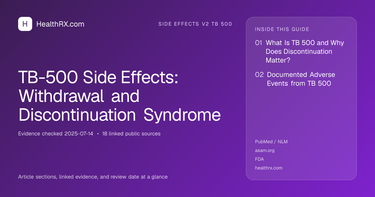 Evidence overview for TB-500 Side Effects: Withdrawal and Discontinuation Syndrome