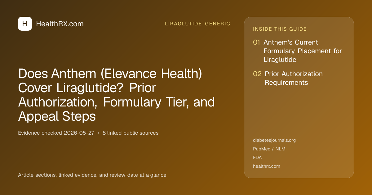 Evidence overview for Does Anthem (Elevance Health) Cover Liraglutide? Prior Authorization, Formulary Tier, and Appeal Steps