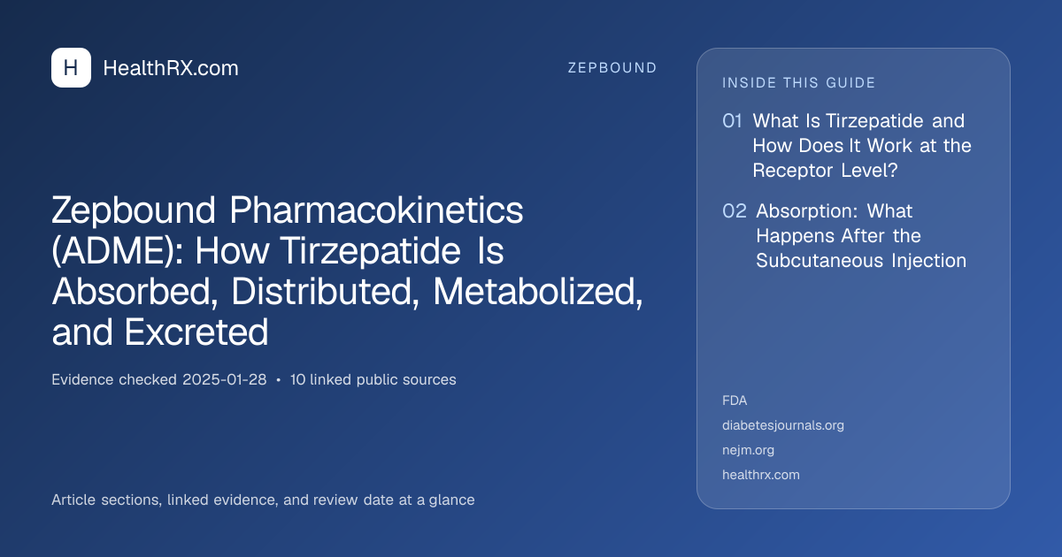 Evidence overview for Zepbound Pharmacokinetics (ADME): How Tirzepatide Is Absorbed, Distributed, Metabolized, and Excreted