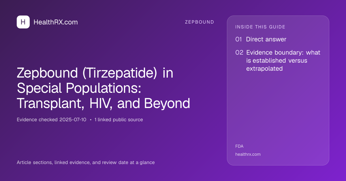 Evidence overview for Zepbound (Tirzepatide) in Special Populations: Transplant, HIV, and Beyond