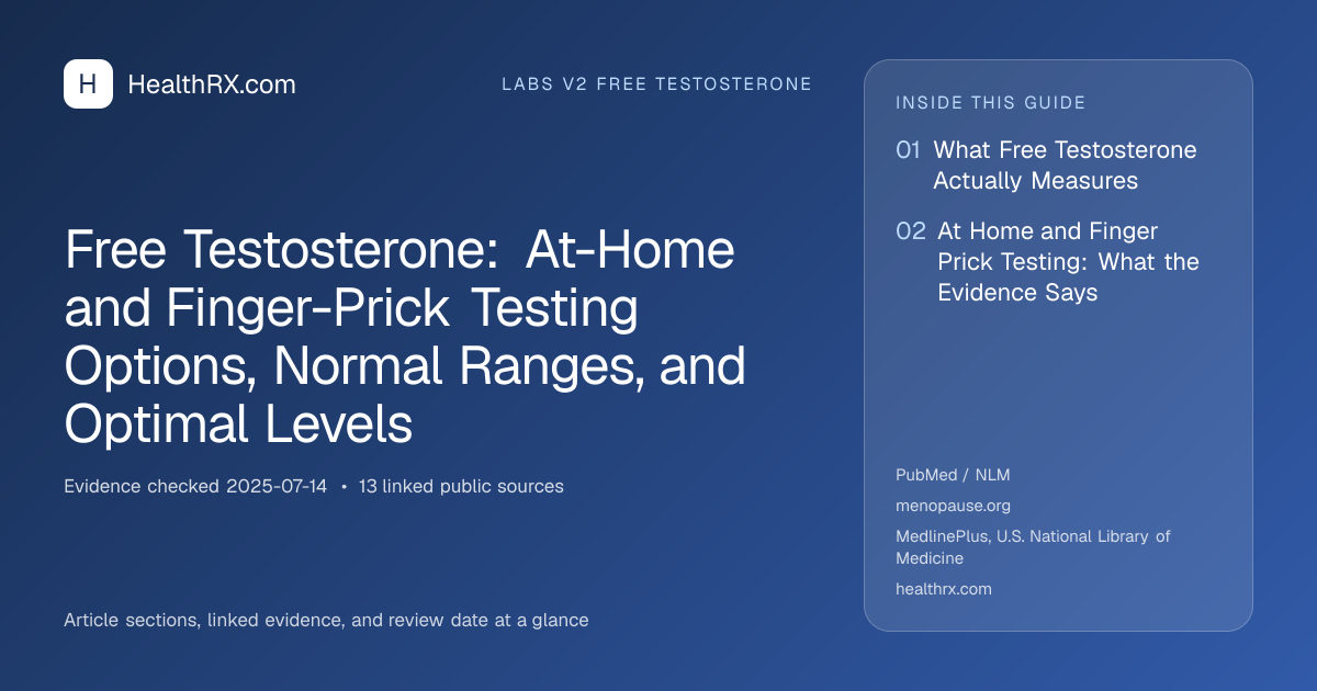 Evidence overview for Free Testosterone: At-Home and Finger-Prick Testing Options, Normal Ranges, and Optimal Levels