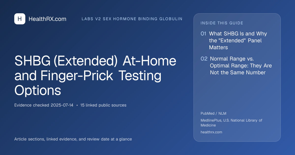 Evidence overview for SHBG (Extended) At-Home and Finger-Prick Testing Options
