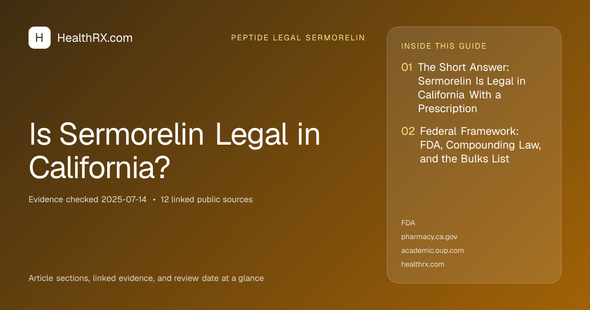 Evidence overview for Is Sermorelin Legal in California?