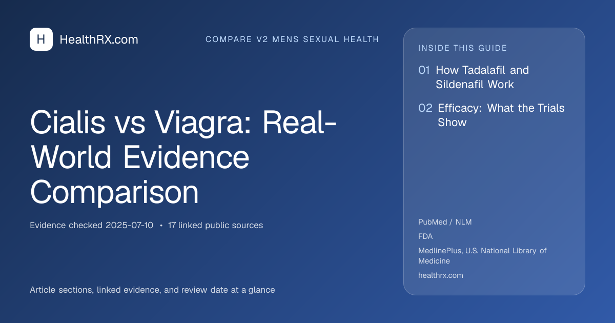 Evidence overview for compare v2 mens sexual health: Cialis vs Viagra: Real-World Evidence Comparison