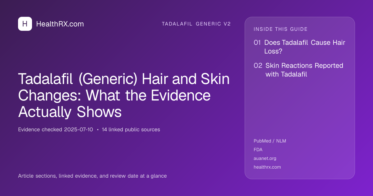 Evidence overview for tadalafil generic v2: Tadalafil (Generic) Hair and Skin Changes: What the Evidence Actually Shows