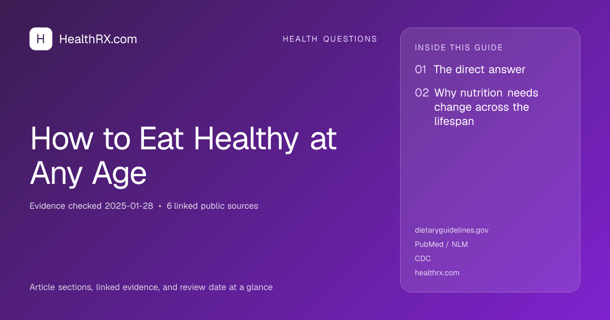 Evidence overview for health questions: How to Eat Healthy at Any Age