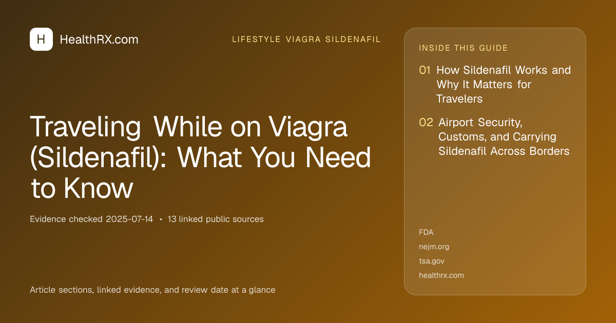 Evidence overview for lifestyle viagra sildenafil: Traveling While on Viagra (Sildenafil): What You Need to Know