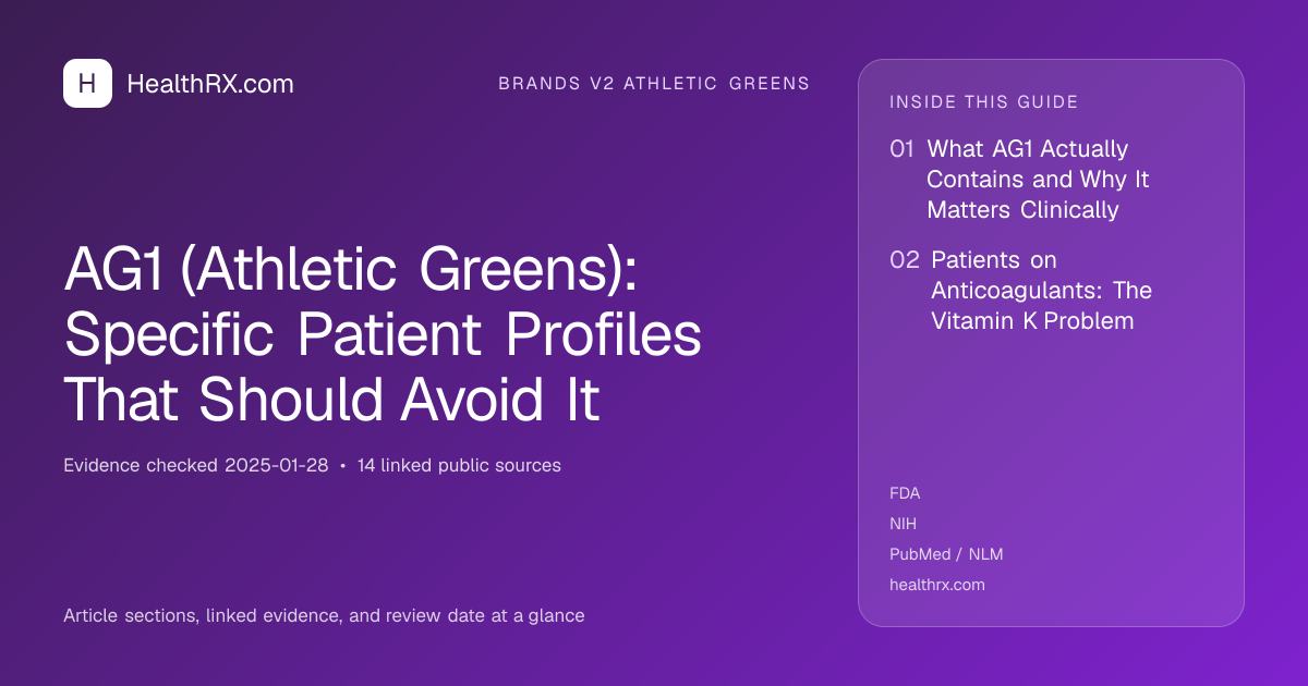 Evidence overview for brands v2 athletic greens: AG1 (Athletic Greens): Specific Patient Profiles That Should Avoid It
