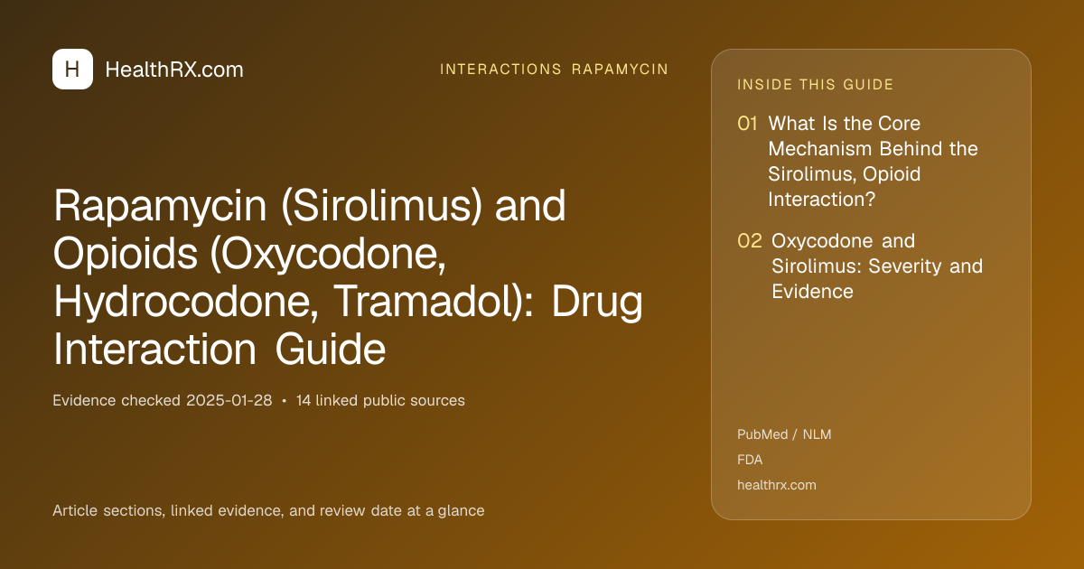 Evidence overview for interactions rapamycin: Rapamycin (Sirolimus) and Opioids (Oxycodone, Hydrocodone, Tramadol): Drug Interaction Guide