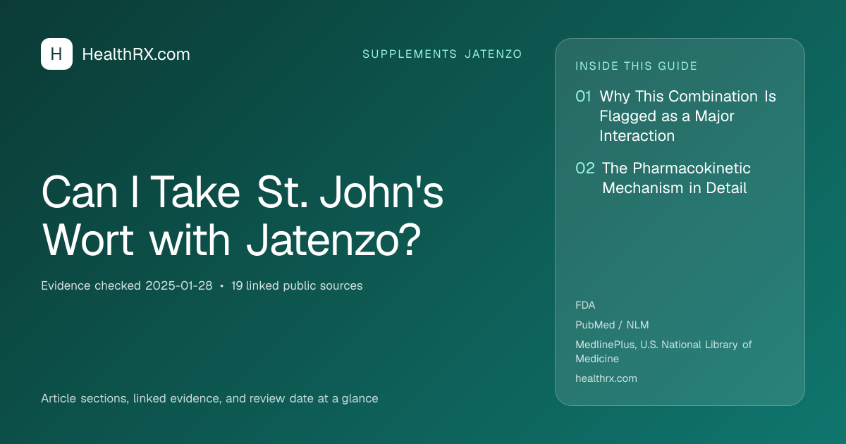 Evidence overview for Can I Take St. John's Wort with Jatenzo?