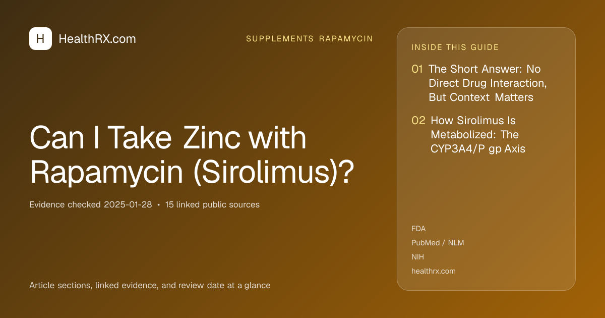 Evidence overview for supplements rapamycin: Can I Take Zinc with Rapamycin (Sirolimus)?
