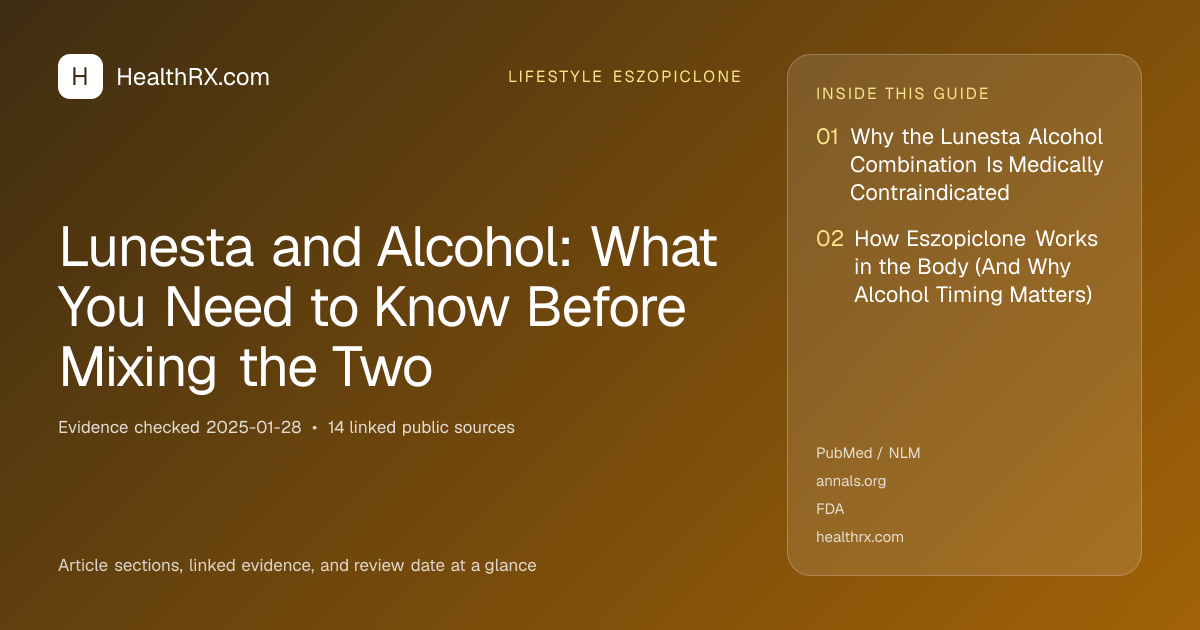 Evidence overview for lifestyle eszopiclone: Lunesta and Alcohol: What You Need to Know Before Mixing the Two