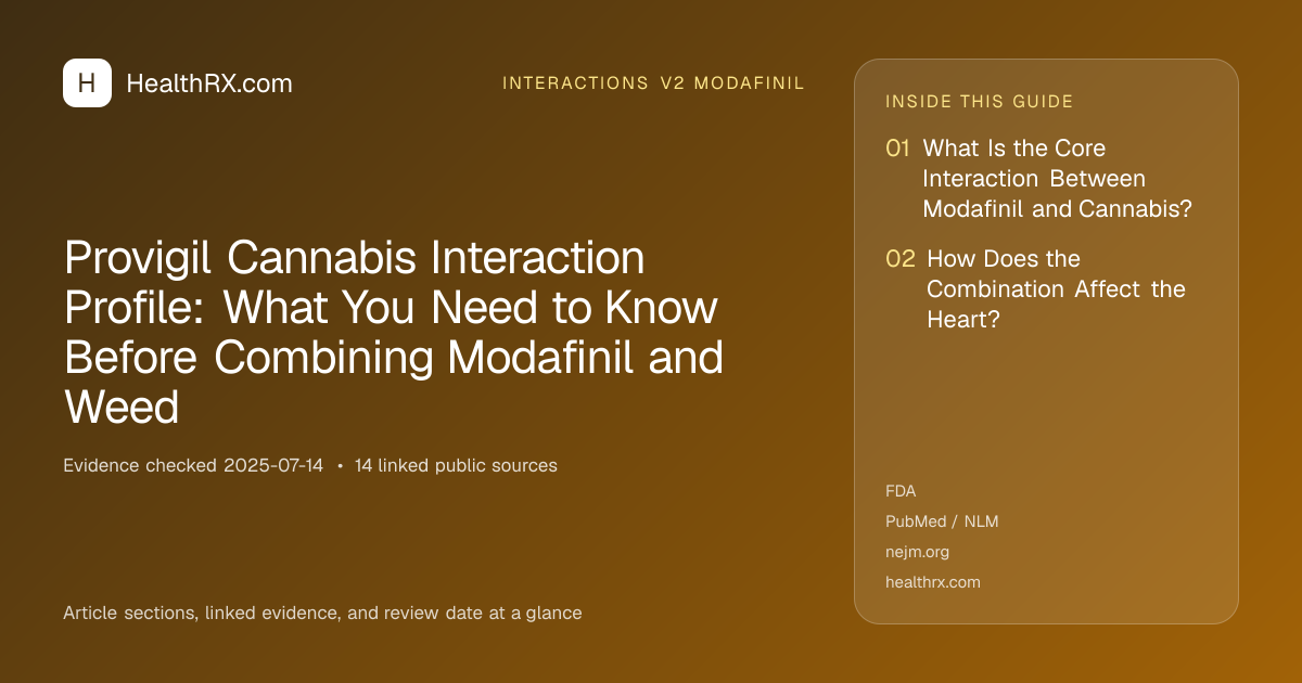 Evidence overview for interactions v2 modafinil: Provigil Cannabis Interaction Profile: What You Need to Know Before Combining Modafinil and Weed