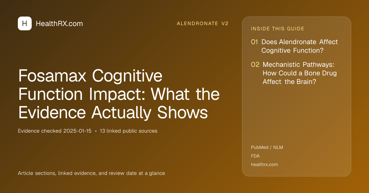 Evidence overview for alendronate v2: Fosamax Cognitive Function Impact: What the Evidence Actually Shows