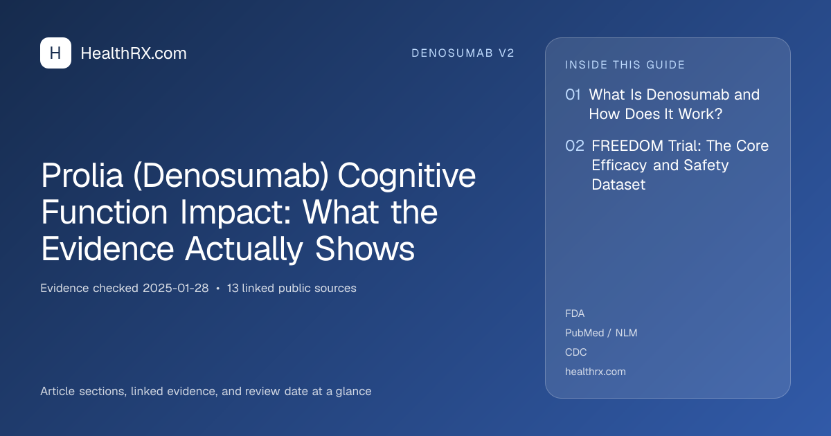 Evidence overview for denosumab v2: Prolia (Denosumab) Cognitive Function Impact: What the Evidence Actually Shows