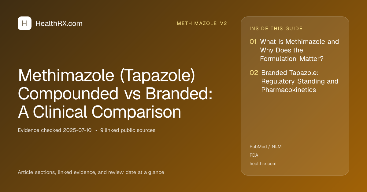 Evidence overview for Methimazole (Tapazole) Compounded vs Branded: A Clinical Comparison